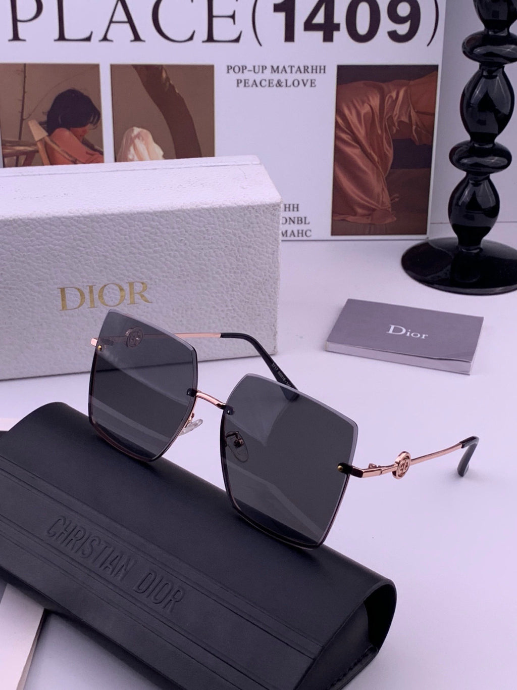 Dior CD7371 Lightweight Rimless Black Lens Sunglasses for Women - detail image 2