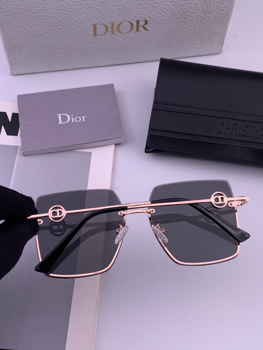 Dior CD7371 Lightweight Rimless Black Lens Sunglasses for Women - detail image 5