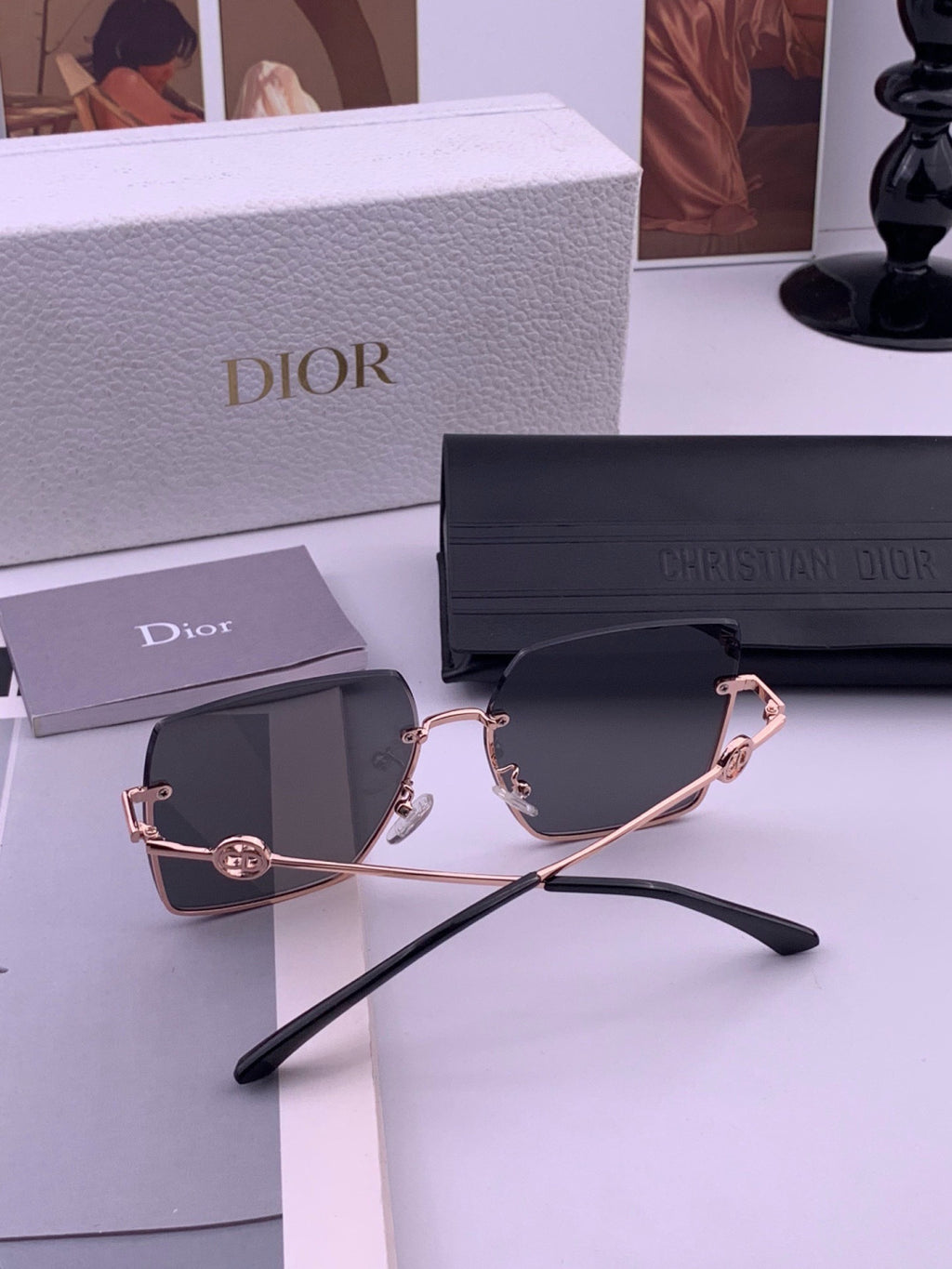 Dior CD7371 Lightweight Rimless Black Lens Sunglasses for Women - detail image 7
