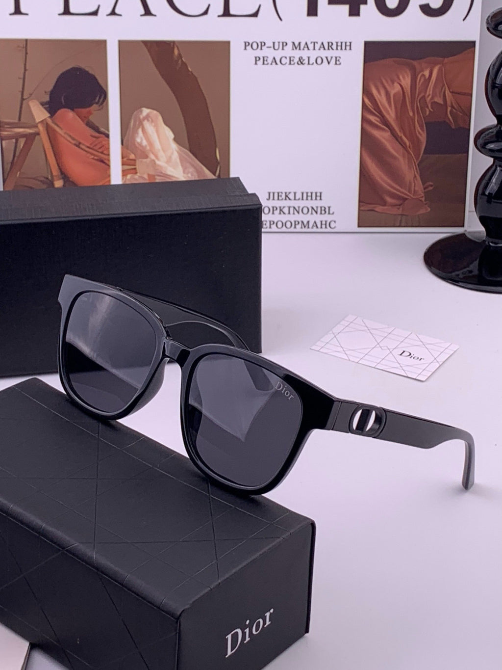 Dior D8913 Polarized Square Black Lens Sunglasses for Men & Women - detail image 2