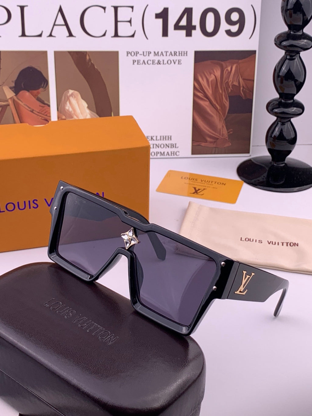 Louis Vuitton L7600 Square Black Lens Sunglasses for Women - detail image 2