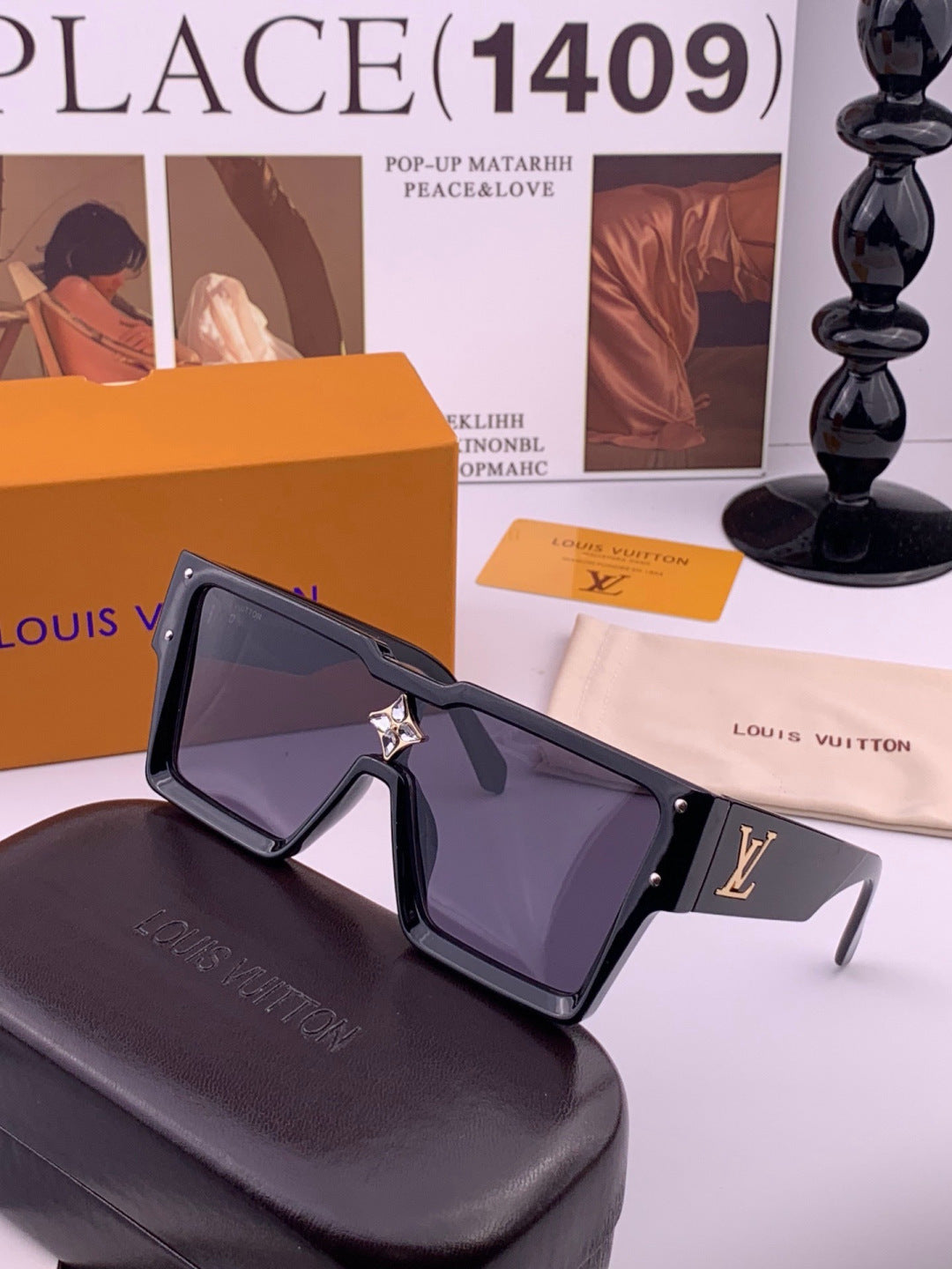 Louis Vuitton L7600 Square Black Lens Sunglasses for Women - detail image 2