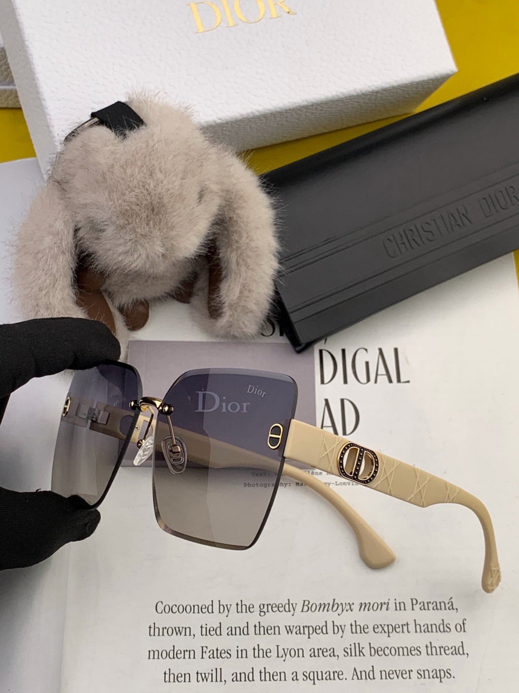 Dior D3550 Square Black Lens Sunglasses for Men & Women - detail image 6