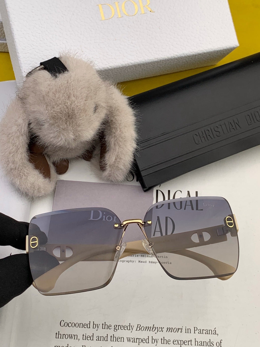Dior D3550 Square Black Lens Sunglasses for Men & Women - detail image 3
