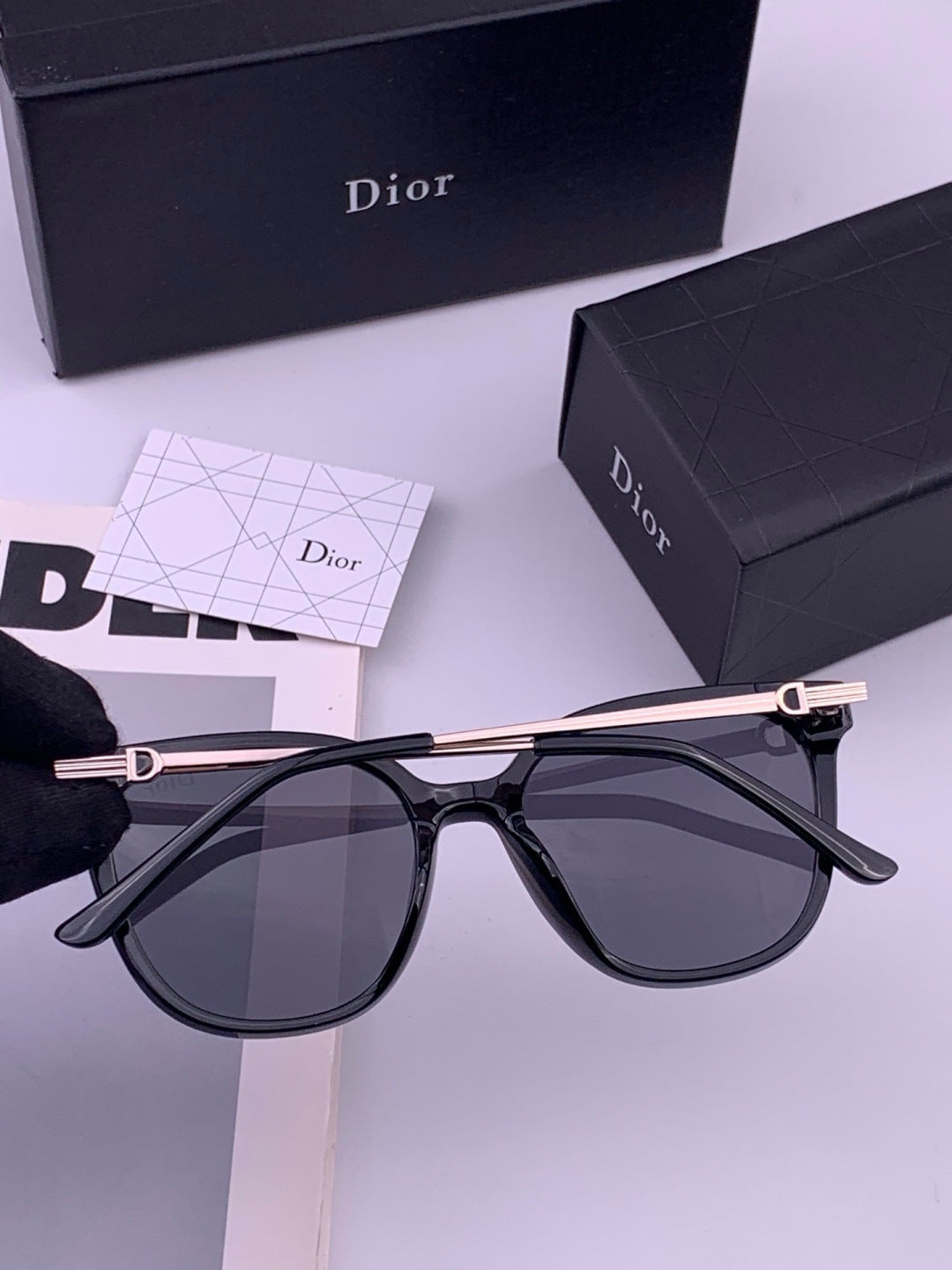Dior D31101 Polarized Square Black Lens Sunglasses for Men & Women - detail image 5