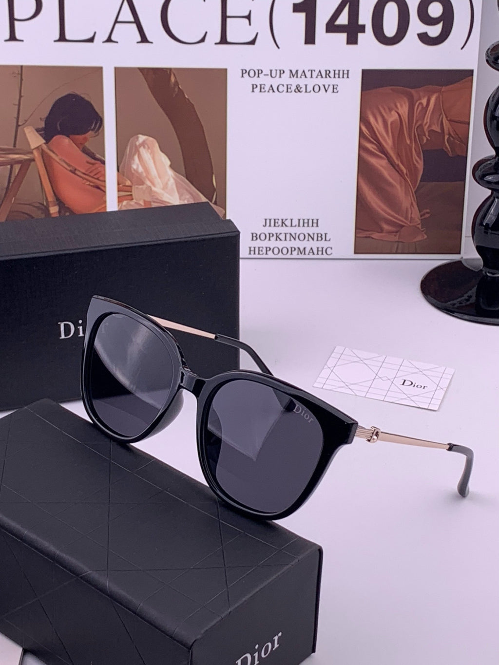 Dior D31101 Polarized Square Black Lens Sunglasses for Men & Women - detail image 2
