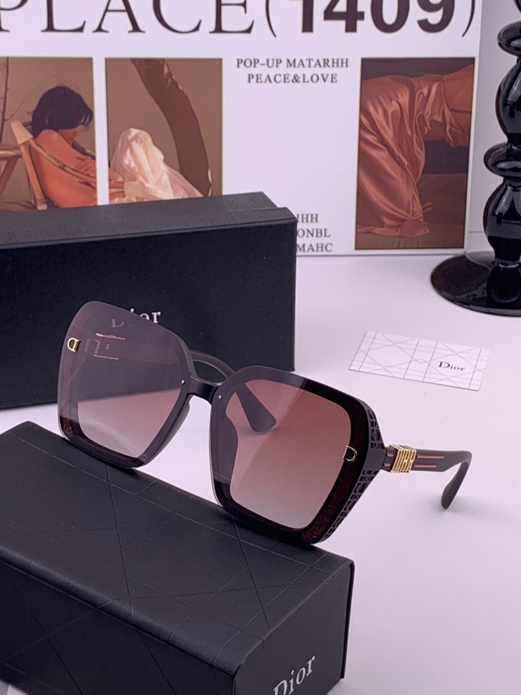 Dior CD3290 Polarized Square Gold Lens Sunglasses for Women - detail image 2