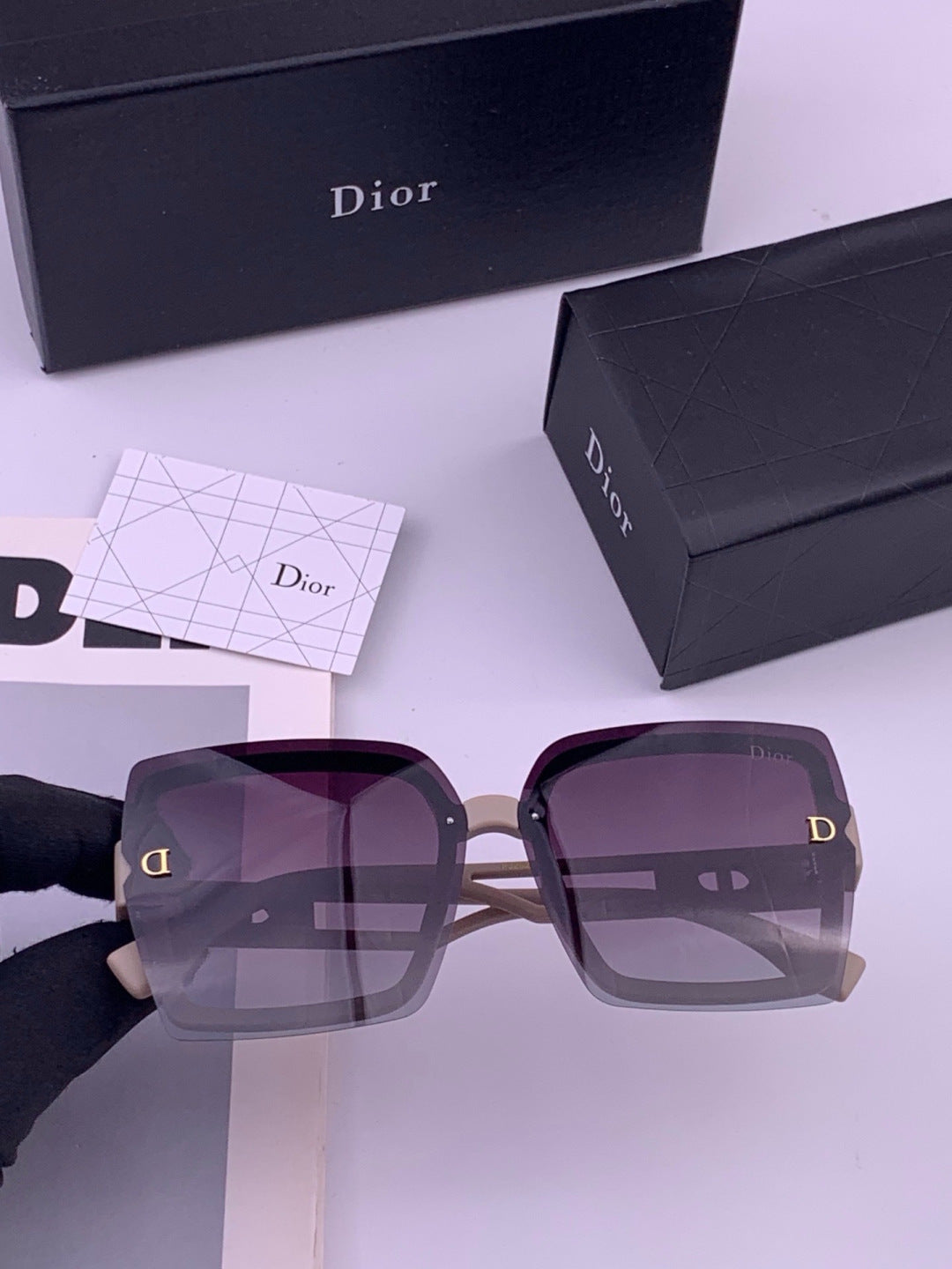 Dior D2292 Polarized Square Gold Lens Sunglasses for Men & Women