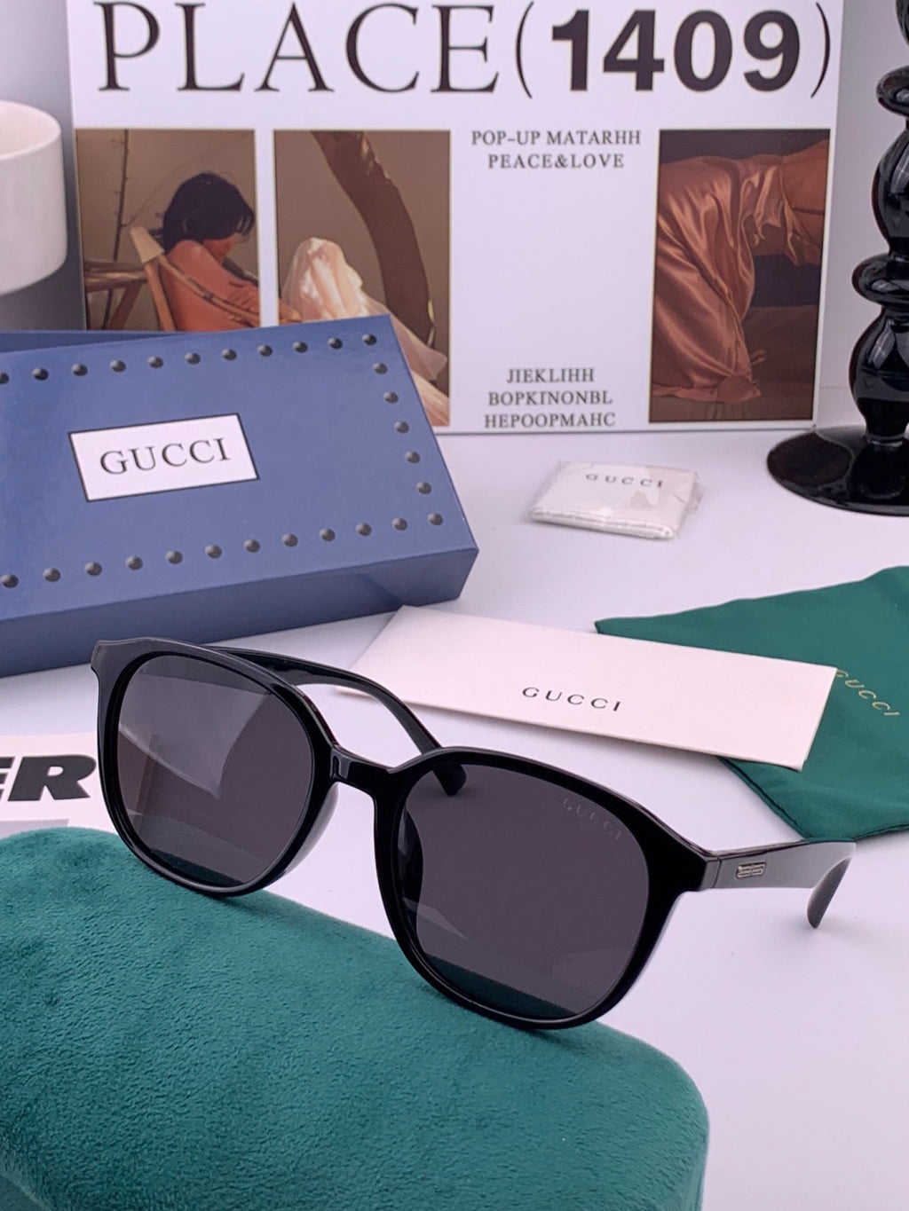 Gucci G4990 Polarized Square Orange Lens Sunglasses for Women - detail image 3