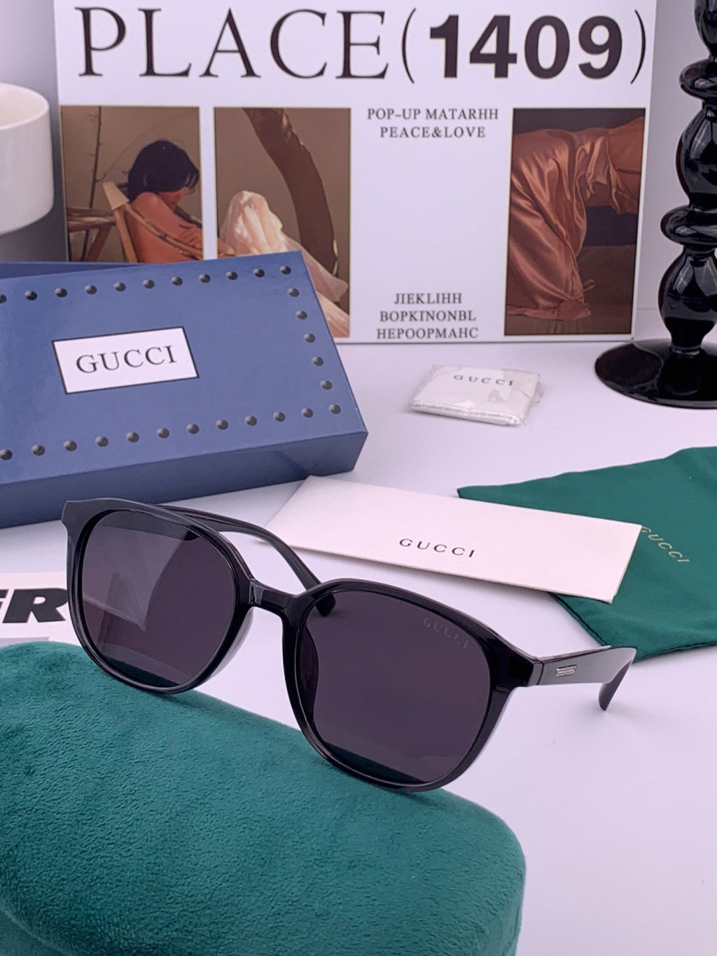 Gucci G4990 Polarized Square Orange Lens Sunglasses for Women - detail image 2