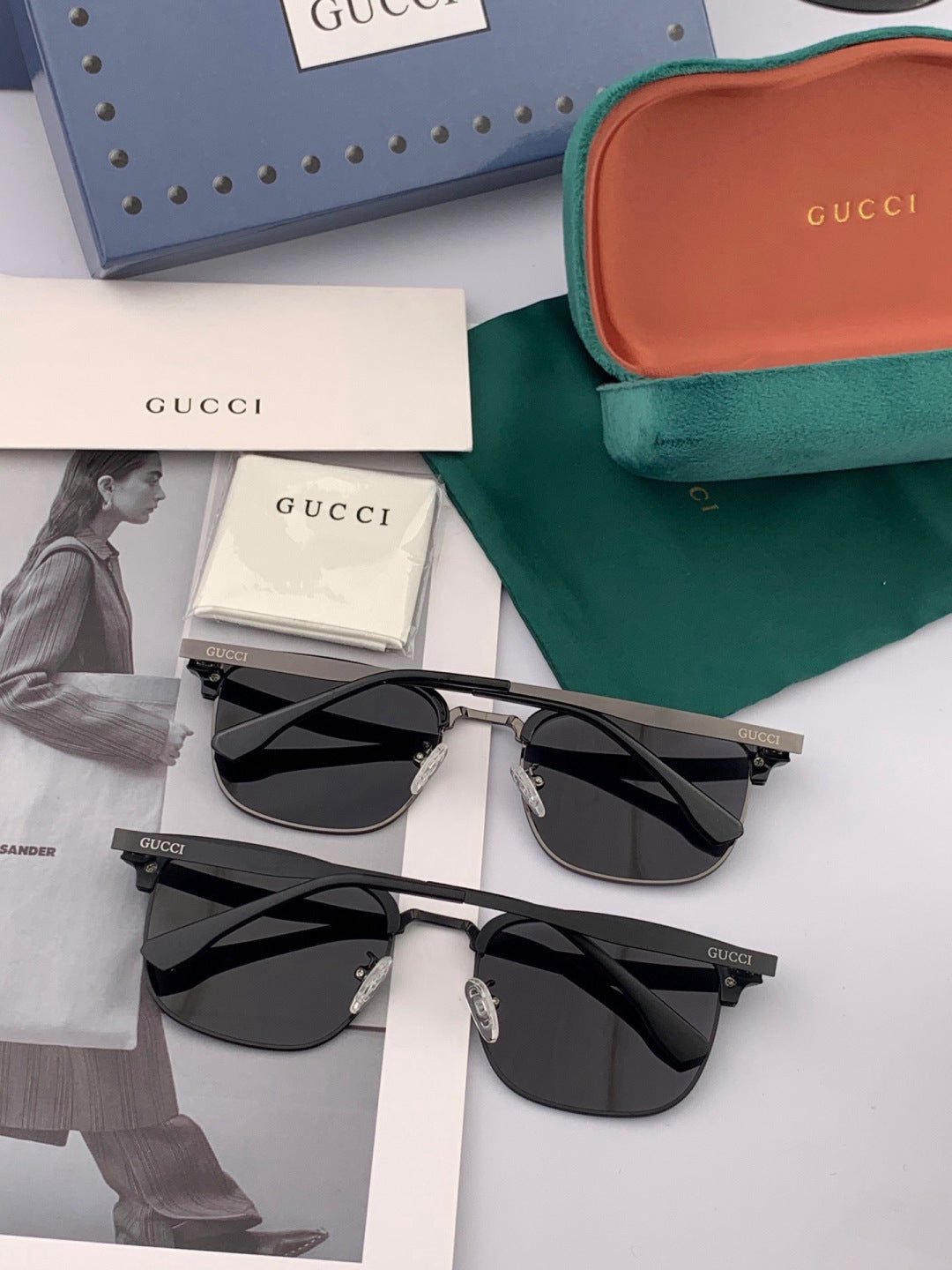 Gucci G5384 Polarized Square Black Lens Sunglasses for Women - detail image 6