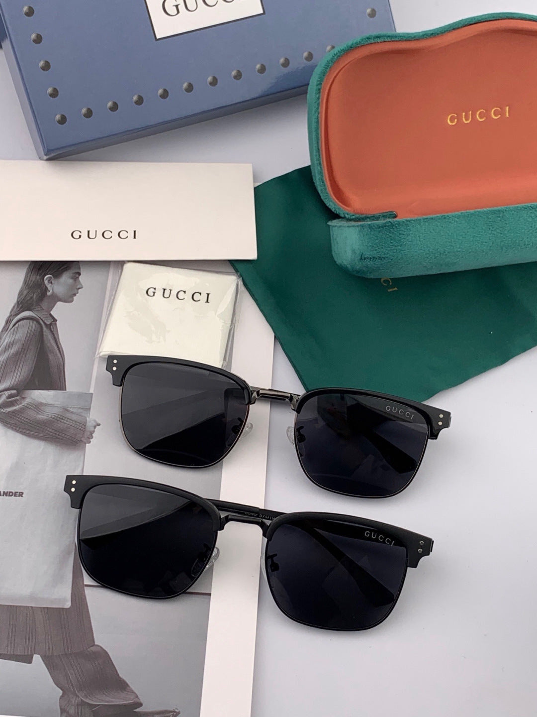 Gucci G5384 Polarized Square Black Lens Sunglasses for Women - detail image 7