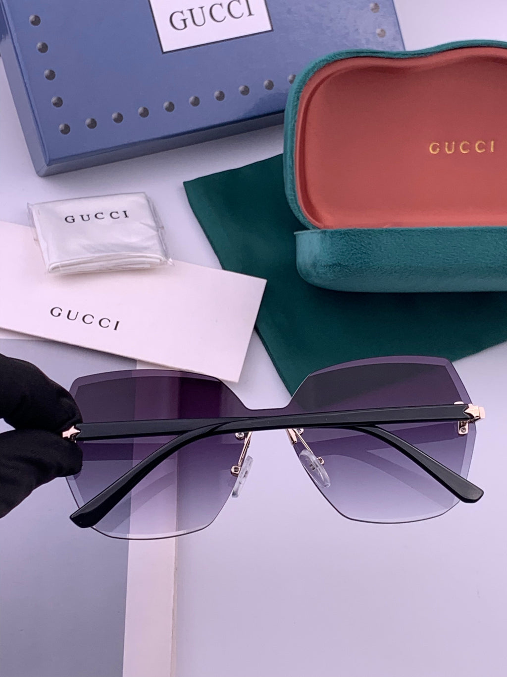 Gucci G8212 Polarized Rimless Black Lens Sunglasses for Men & Women - 493241 - detail image 4
