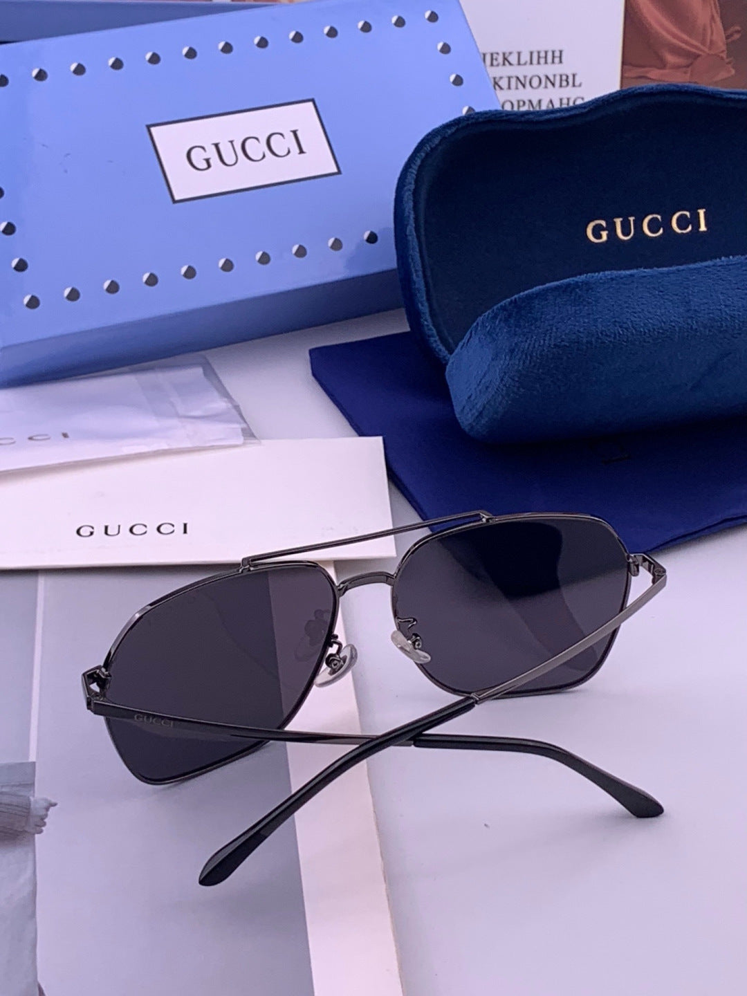 Gucci 0863 Polarized Aviator Gold Lens Sunglasses for Men & Women - detail image 5