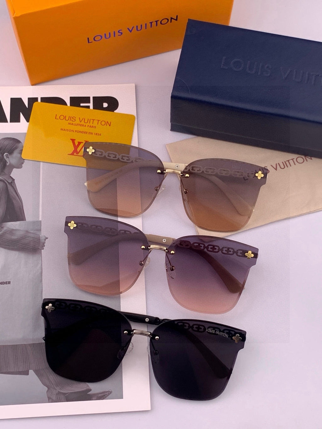 Louis Vuitton L7101 Square Gold Lens Sunglasses for Men & Women - detail image 6