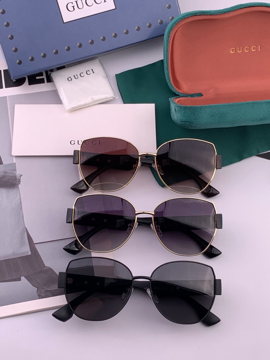 Gucci G1379 Metal Square Gold Lens Sunglasses for Men & Women - detail image 6