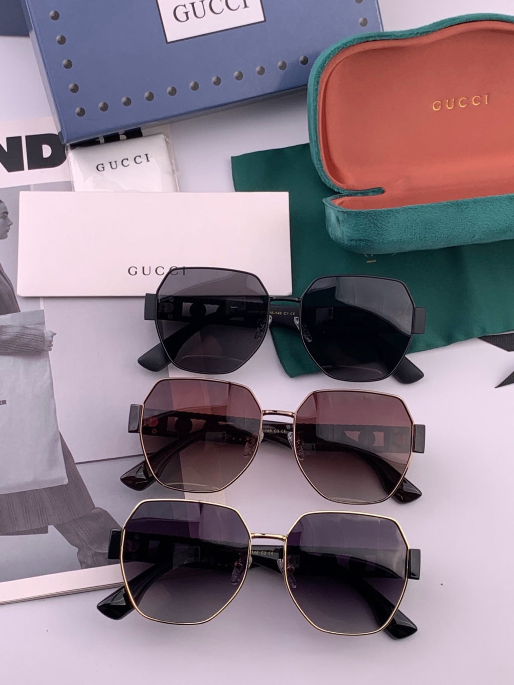 Gucci G1370 Metal Square Pink Lens Sunglasses for Men & Women - detail image 6