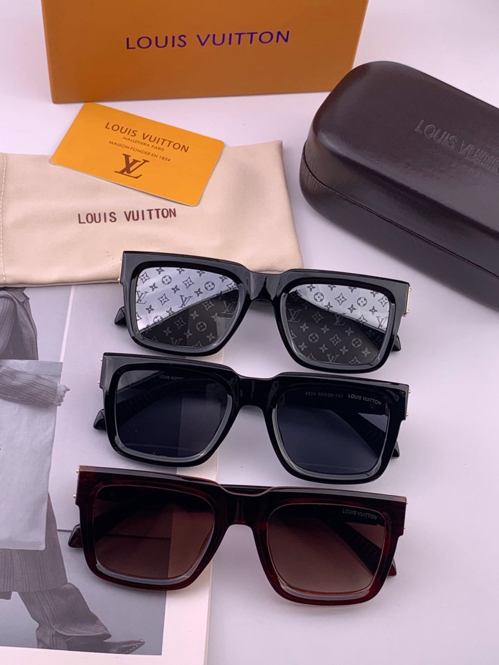 Louis Vuitton L4443 Square Black Lens Sunglasses for Women - detail image 5