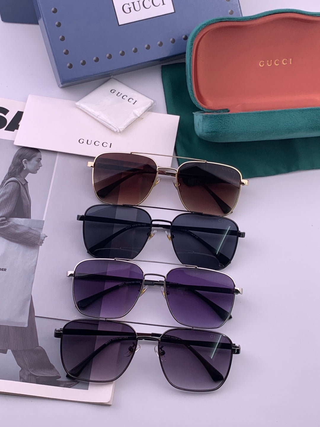 Gucci G1903 Aviator Black Lens Sunglasses for Men & Women - detail image 7