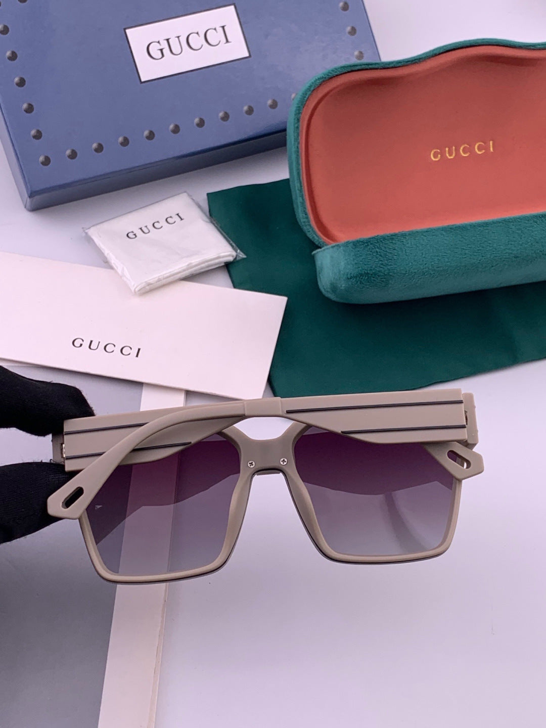 Gucci G7290 Metal Square Red Lens Sunglasses for Men & Women - detail image 3
