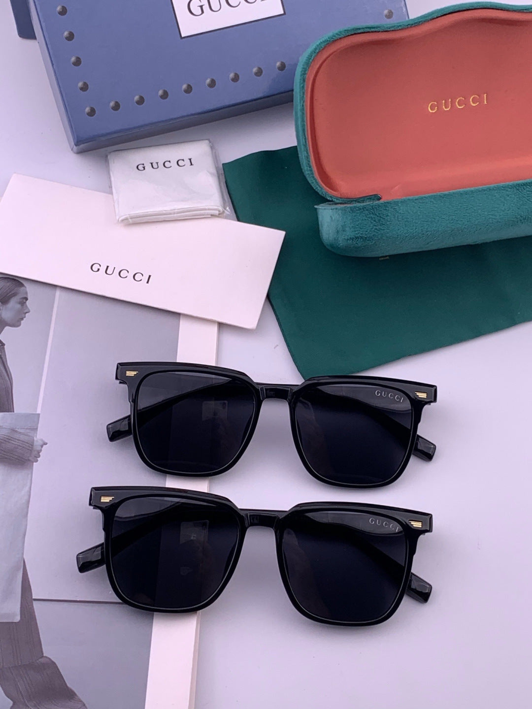 Gucci G12032 Polarized Square Gold Lens Sunglasses for Men & Women - detail image 6