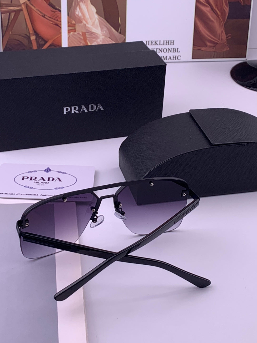 Prada Fashion Blue Lens Sunglasses for Men - 487023 - detail image 7