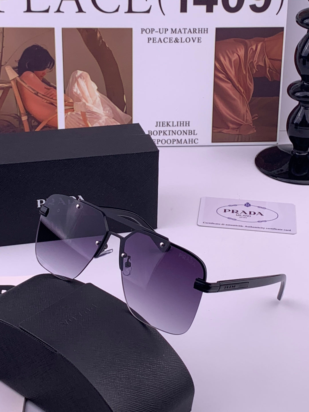 Prada Fashion Blue Lens Sunglasses for Men - 487023 - detail image 2