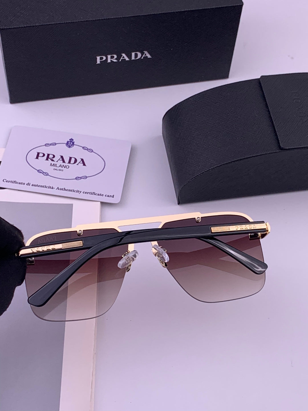 Prada Fashion Black Lens Sunglasses for Men - 487024 - detail image 5