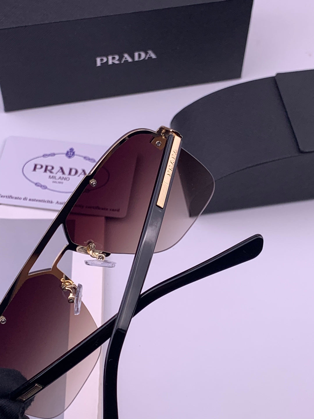 Prada Fashion Black Lens Sunglasses for Men - 487024 - detail image 3