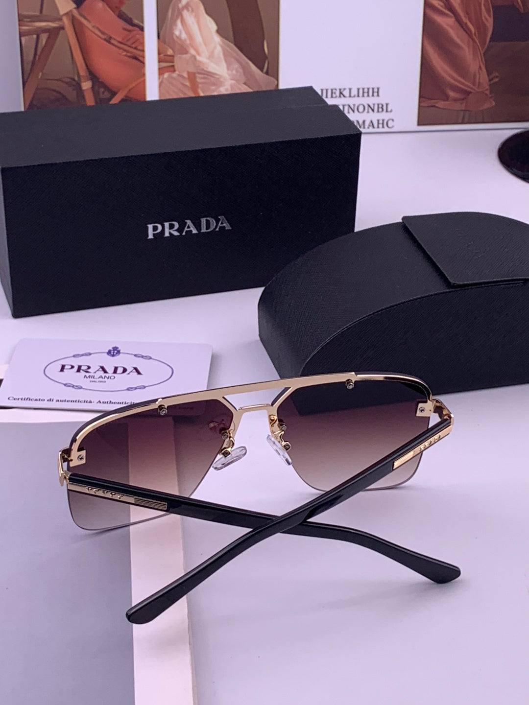 Prada Fashion Black Lens Sunglasses for Men - 487024 - detail image 7