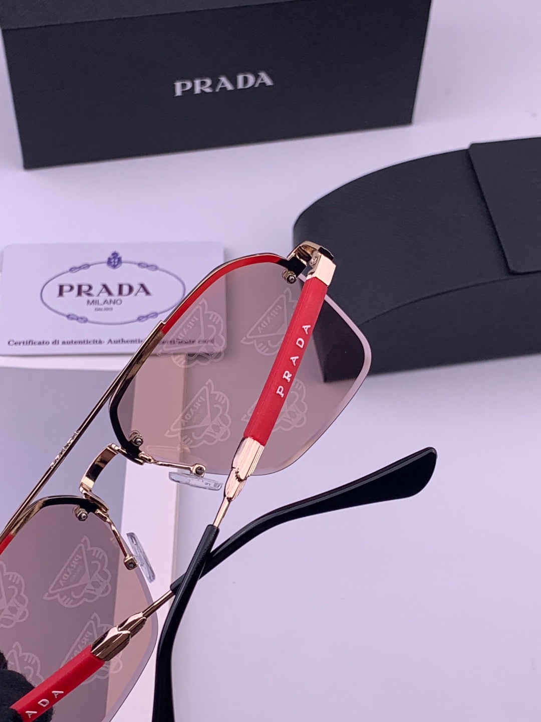 Prada Fashion Red Lens Sunglasses for Men - 487025 - detail image 3