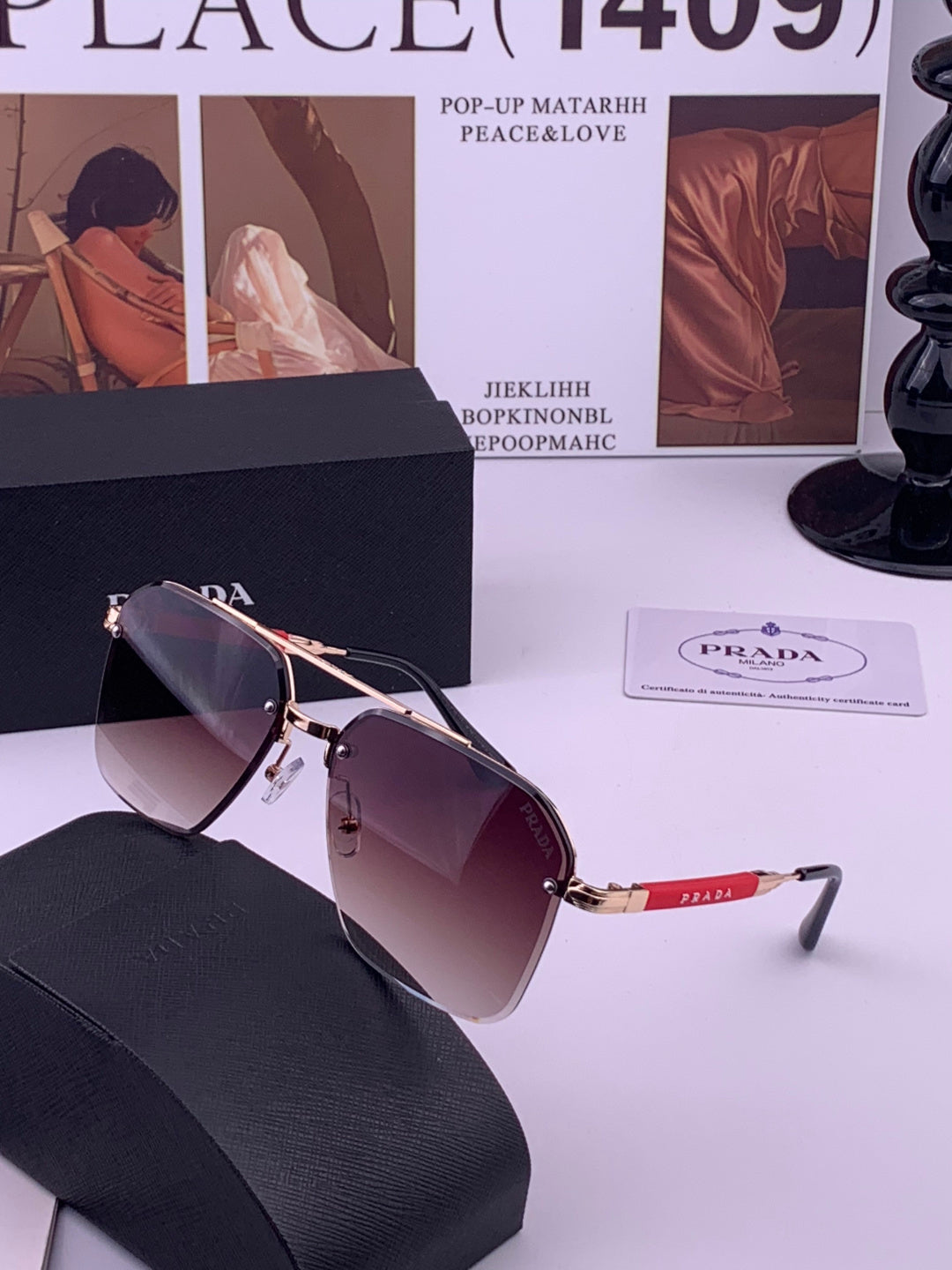 Prada Fashion Black Lens Sunglasses for Men - 487026 - detail image 2