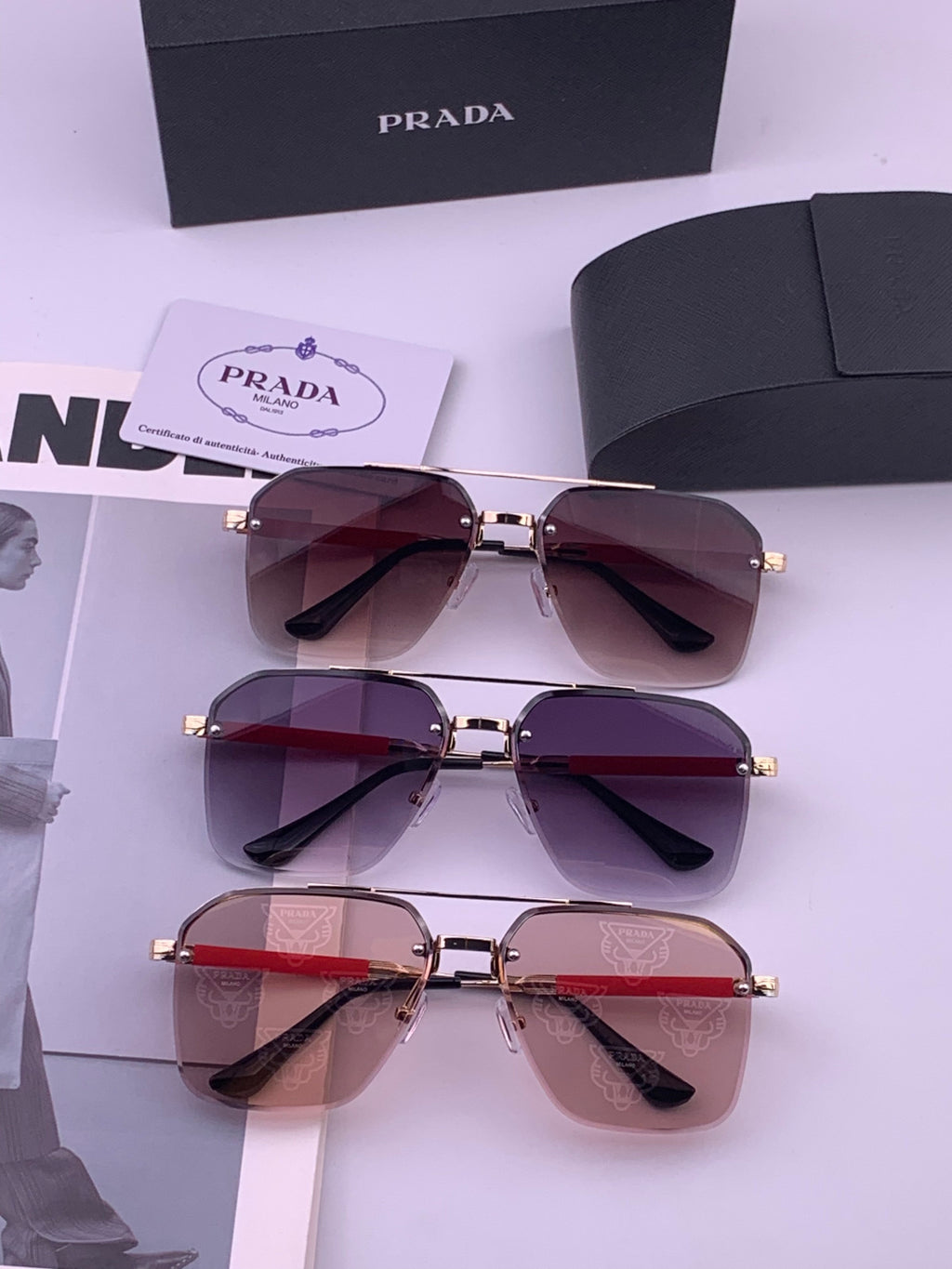 Prada Fashion Purple Lens Sunglasses for Men - 487027 - detail image 8