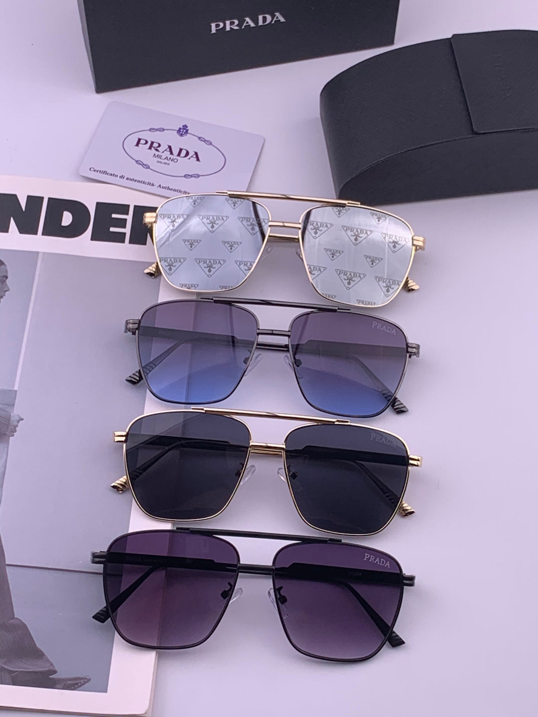 Prada Fashion Black Lens Sunglasses for Men - 487029 - detail image 6