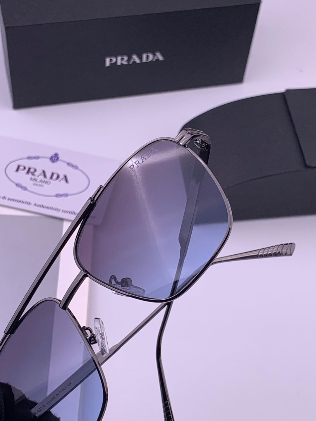 Prada Fashion Blue Lens Sunglasses for Men - 487031 - detail image 4