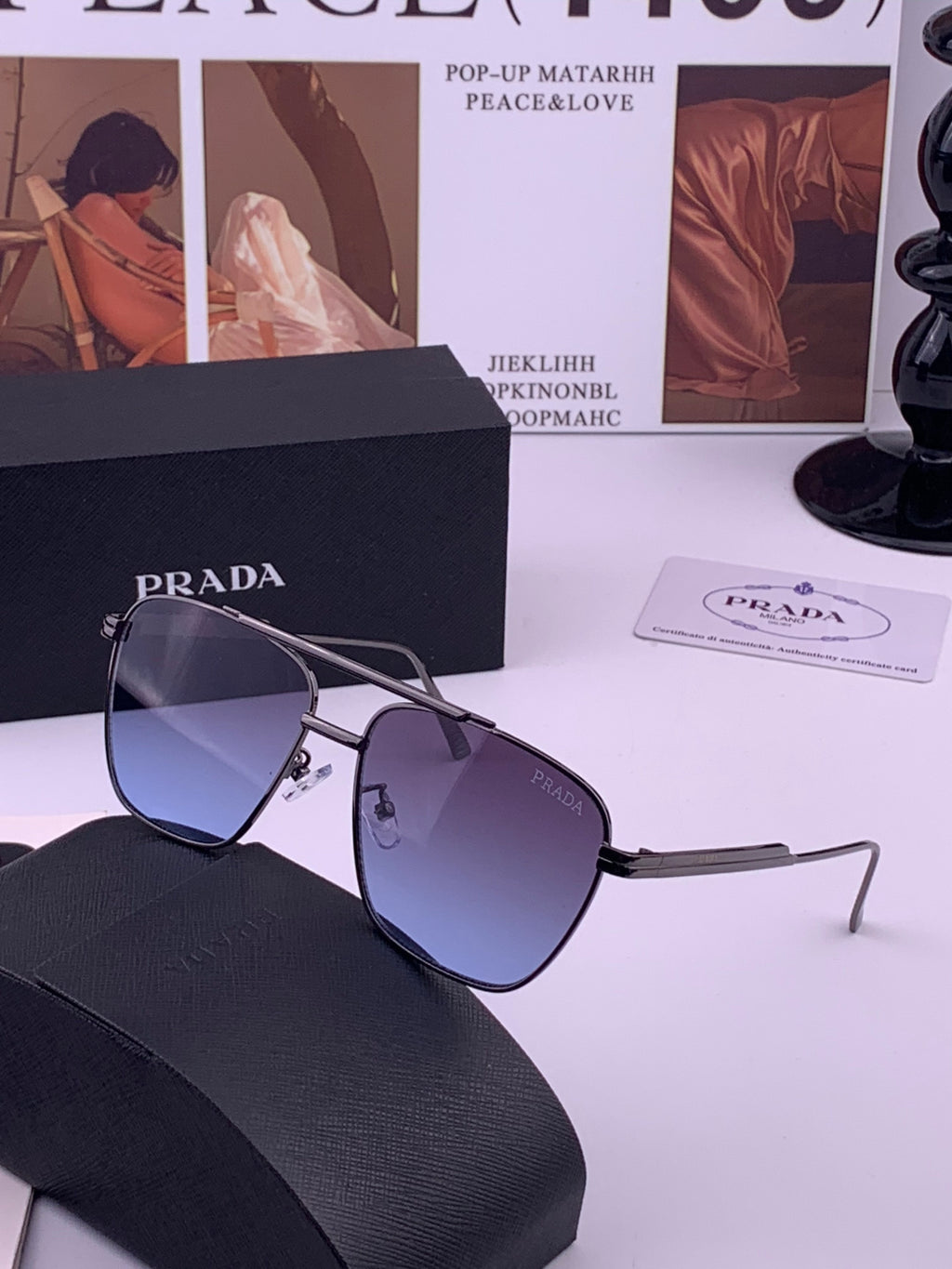 Prada Fashion Blue Lens Sunglasses for Men - 487031 - detail image 2