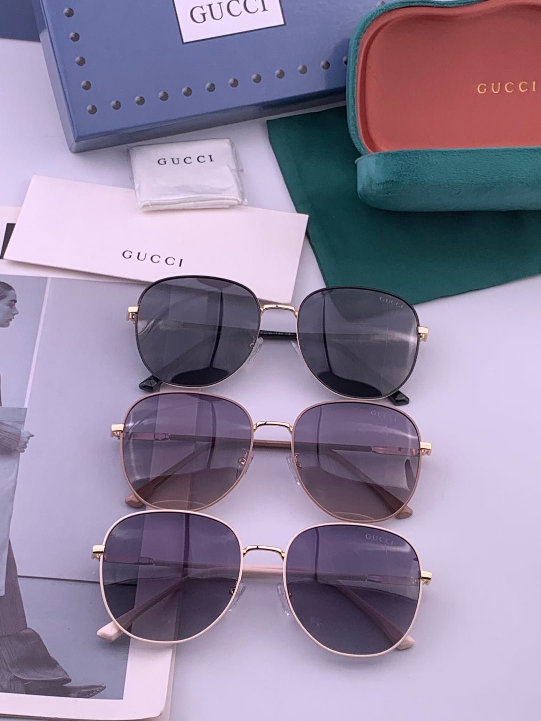 Gucci G5822 Polarized Oversized Gold Lens Sunglasses for Men & Women - 493316 - detail image 7