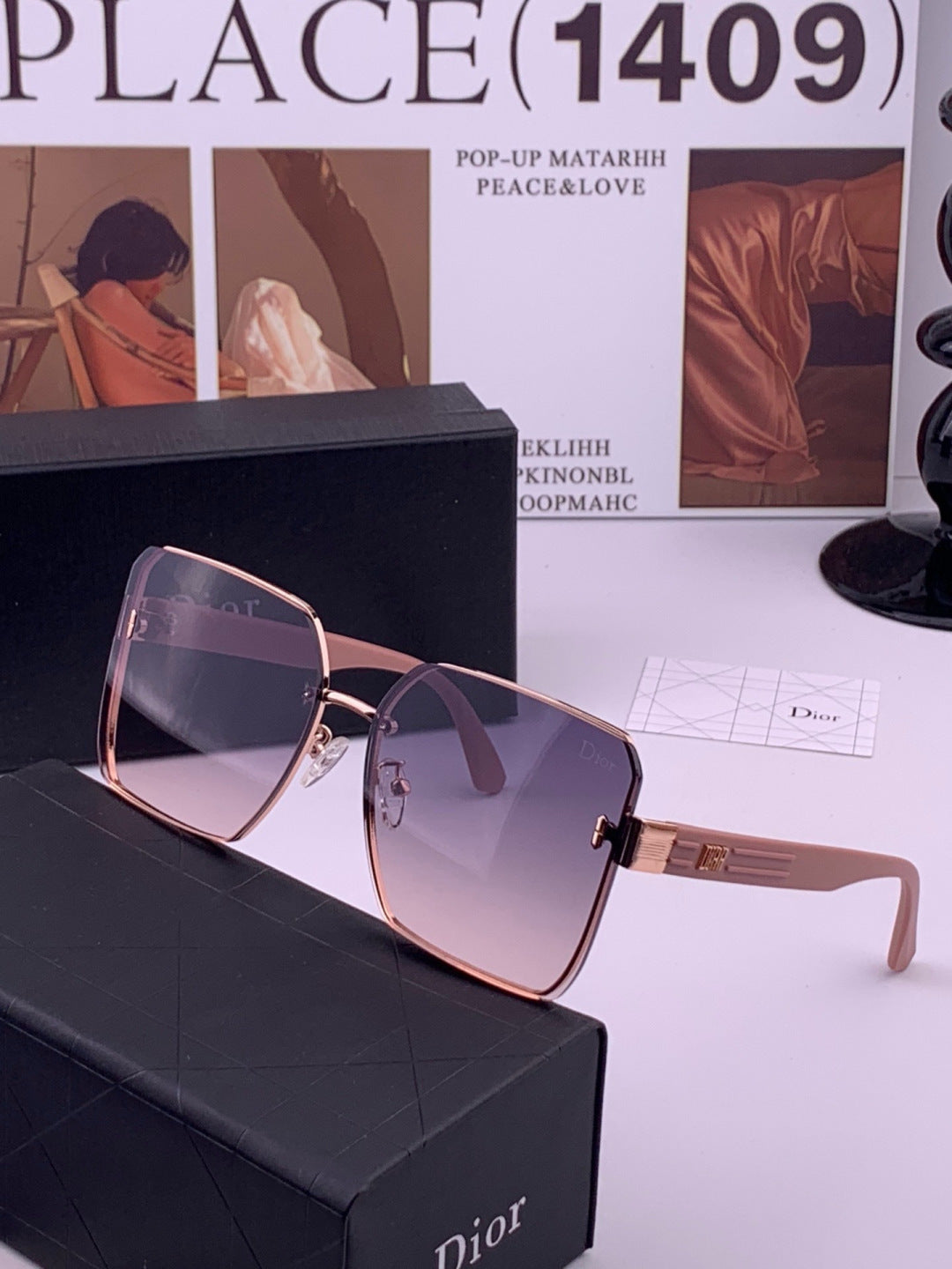 Dior CD0238 Polarized Square Red Lens Sunglasses for Women - detail image 2