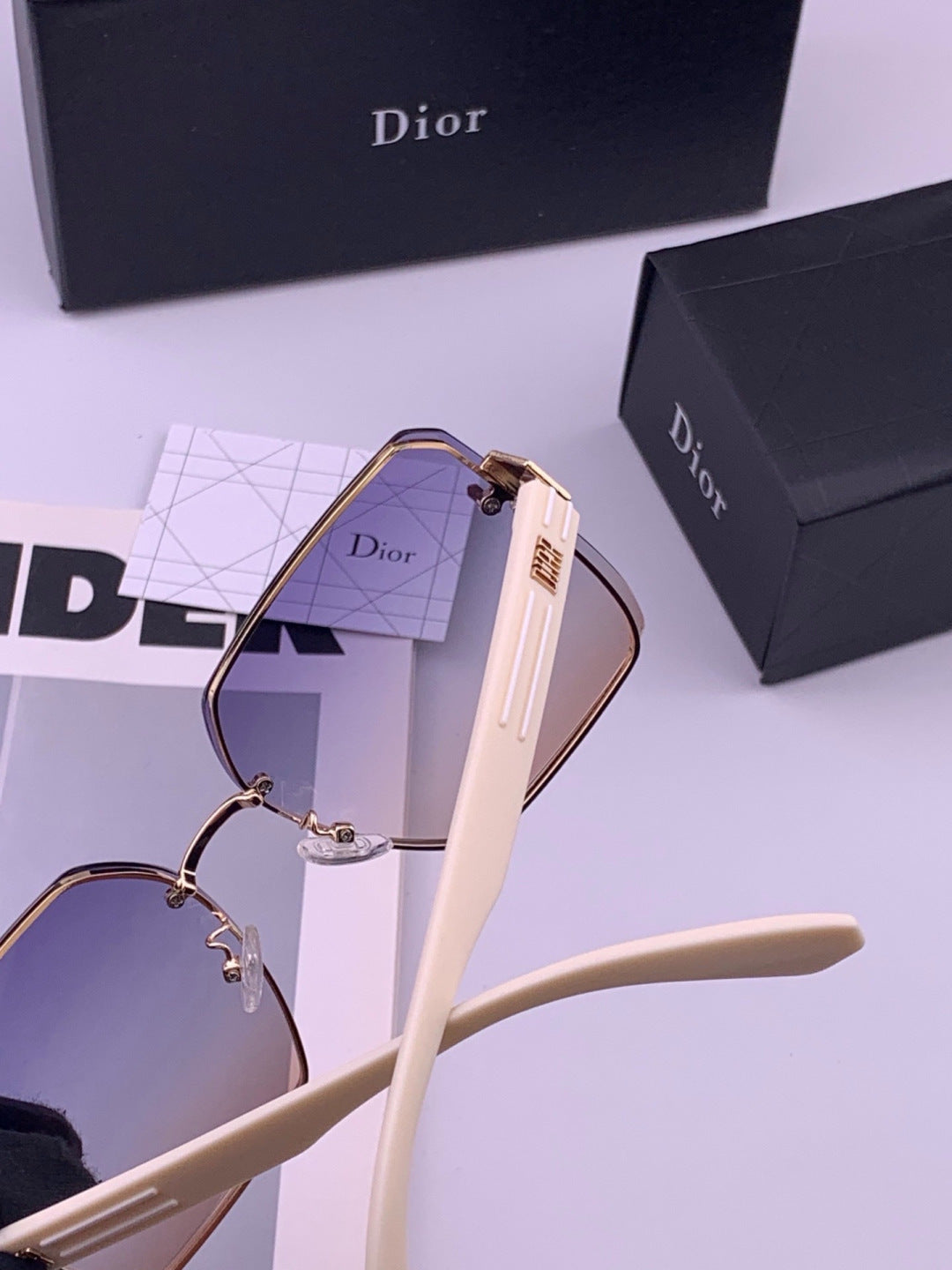 Dior CD0238 Polarized Square Gold Lens Sunglasses for Women - detail image 5