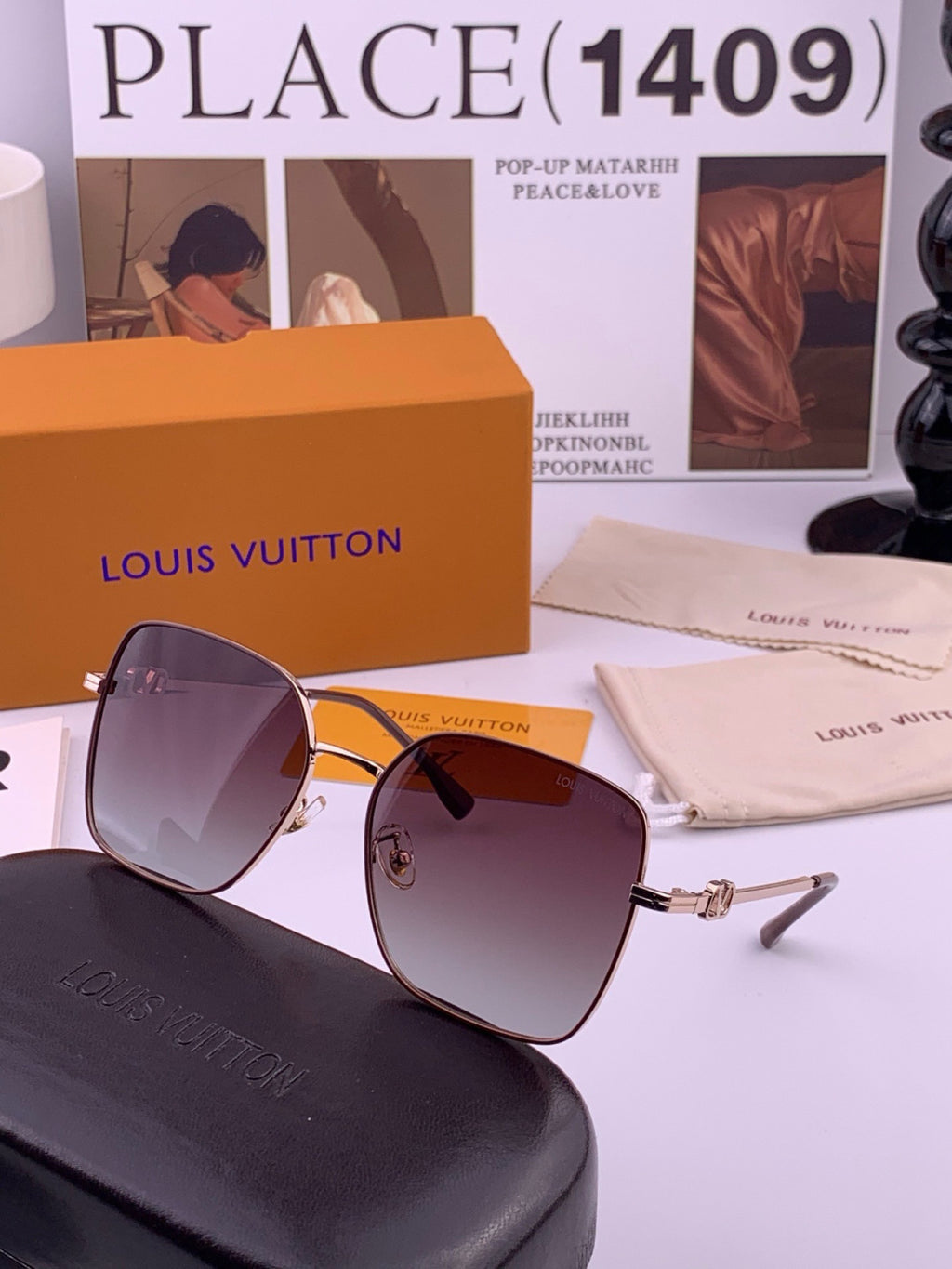 Louis Vuitton L8191 Polarized Aviator Gold Lens Sunglasses for Men & Women - detail image 4
