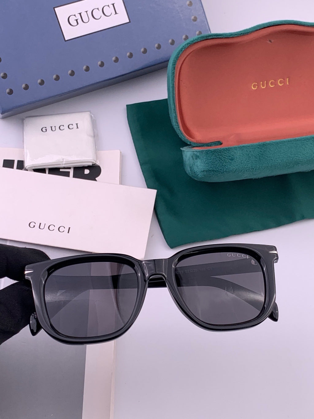 Gucci G3821 Polarized Square Gold Lens Sunglasses for Women
