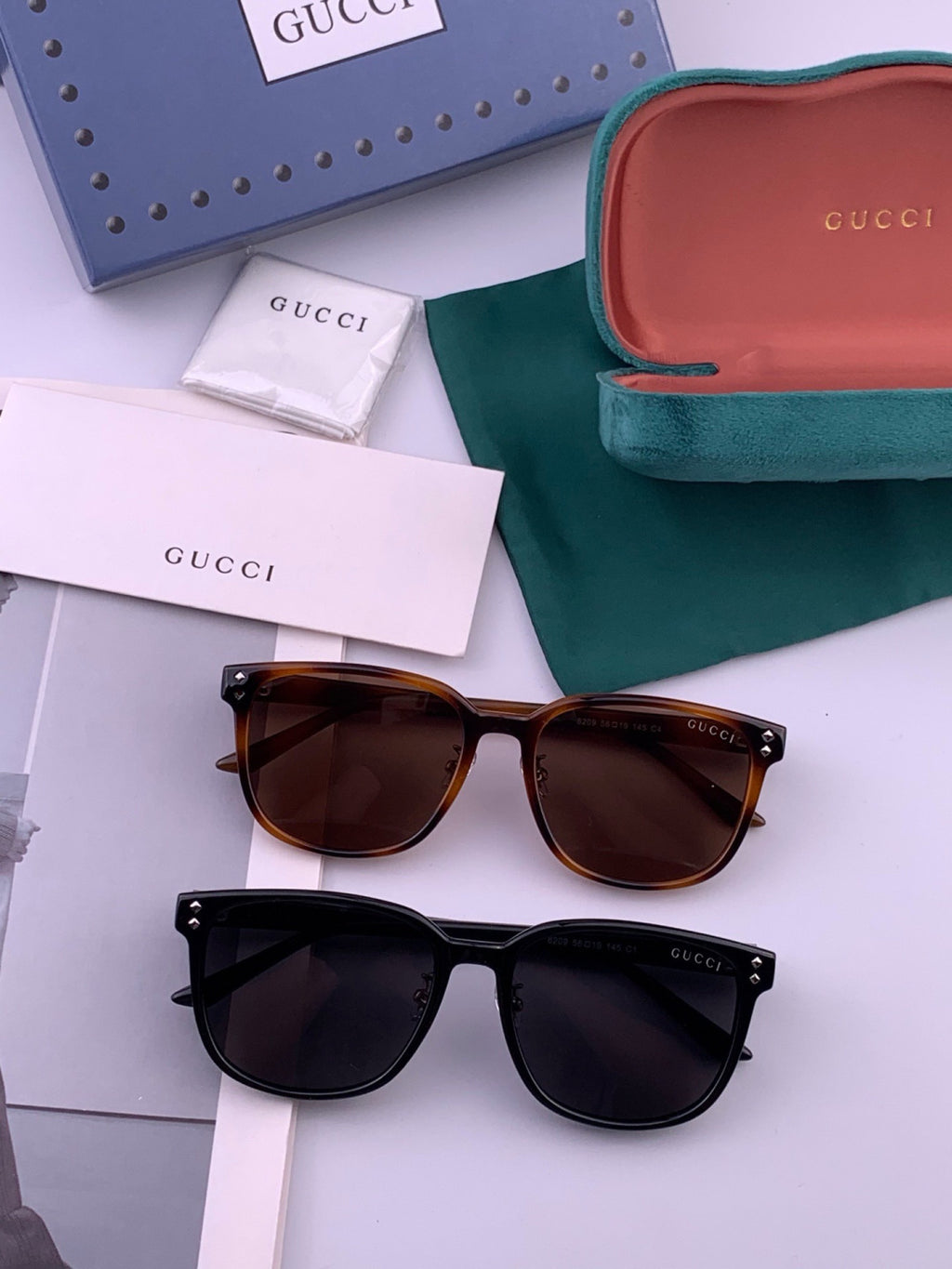 Gucci G9820 Polarized Square Gold Lens Sunglasses for Women - detail image 7