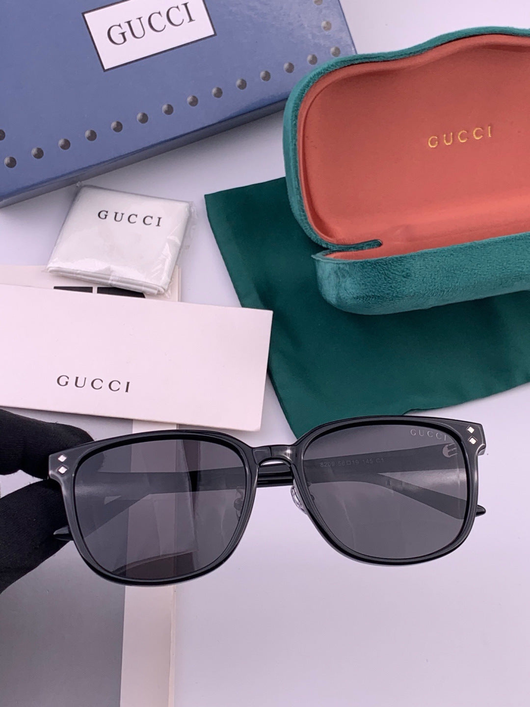 Gucci G9820 Polarized Square Gold Lens Sunglasses for Women - detail image 2