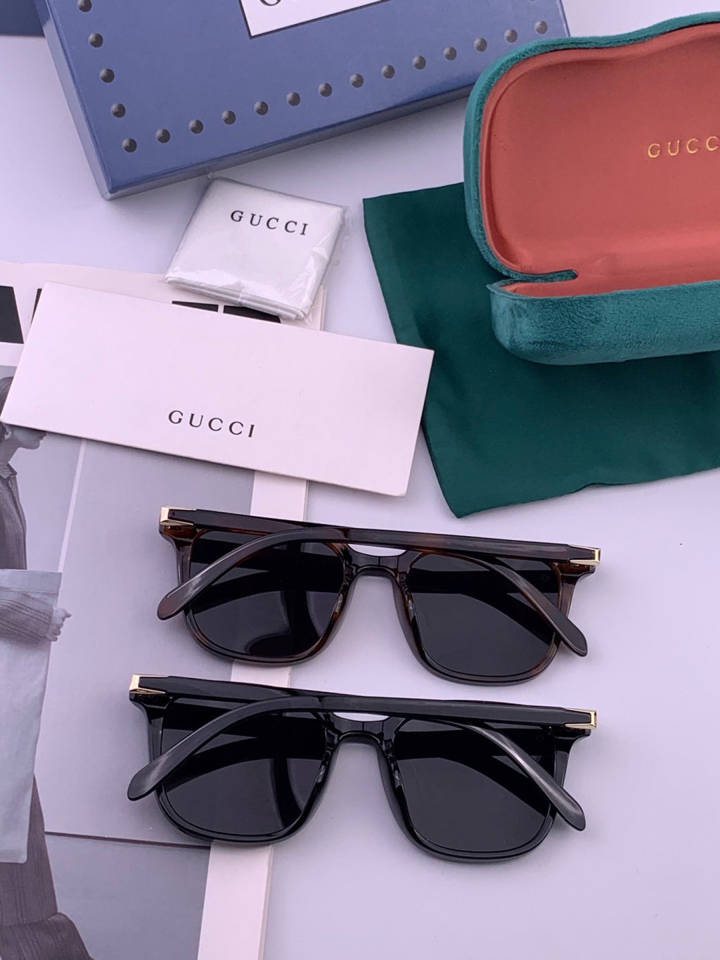 Gucci G4613 Polarized Square Black Lens Sunglasses for Women - detail image 4