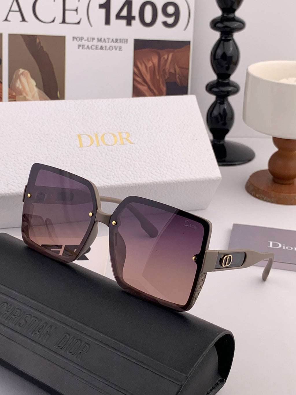 Dior CD2727 Polarized Square Red Lens Sunglasses for Women - detail image 3