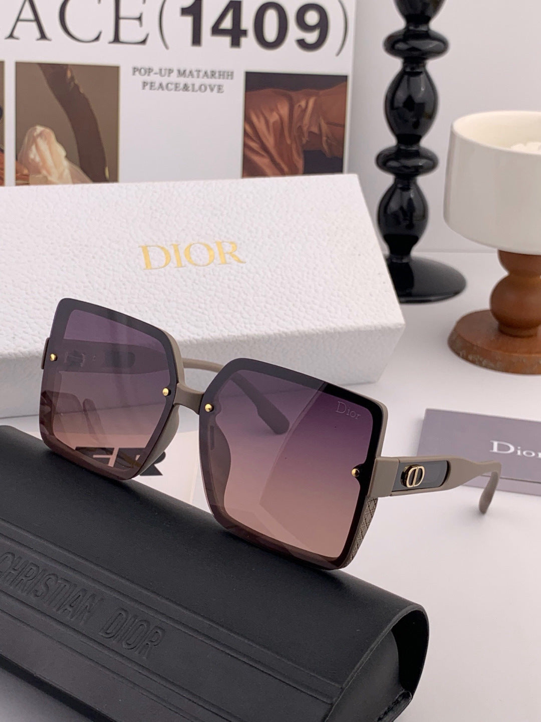 Dior CD2727 Polarized Square Red Lens Sunglasses for Women - detail image 3