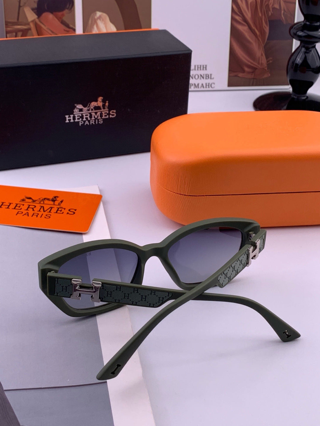 Hermès H3511 Polarized Square Black Lens Sunglasses for Men & Women