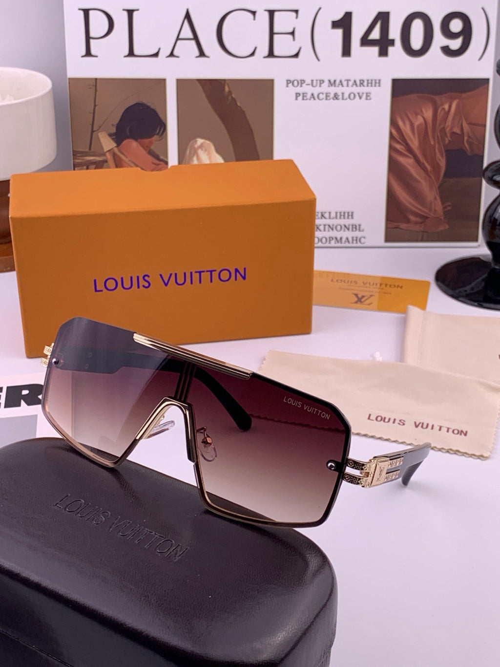 Louis Vuitton L71757 Aviator Blue Lens Sunglasses for Men & Women - detail image 5