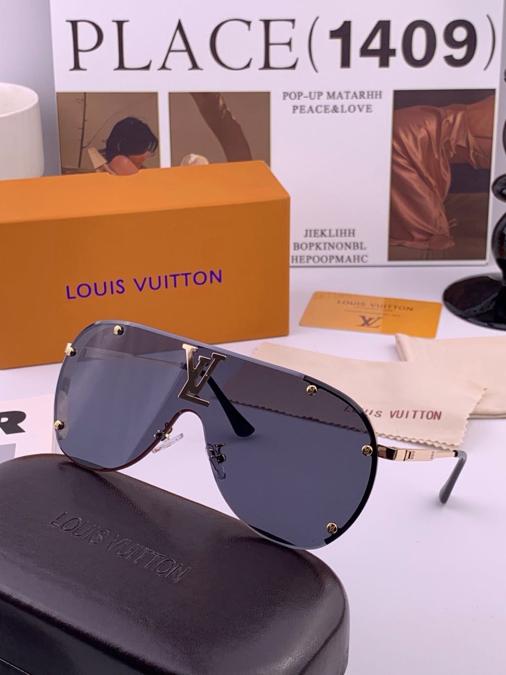 Louis Vuitton L81756 Aviator Black Lens Sunglasses for Men & Women - detail image 6