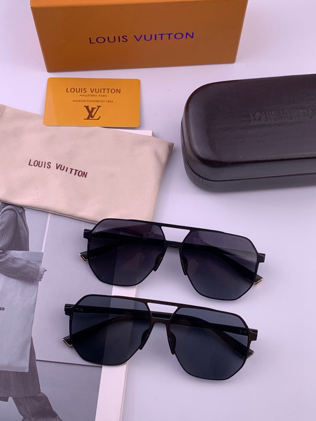 Louis Vuitton L3250 Polarized Aviator Orange Lens Sunglasses for Men - detail image 7